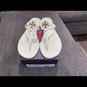 Ivory Tory Burch Mini Miller Thong Sandals.